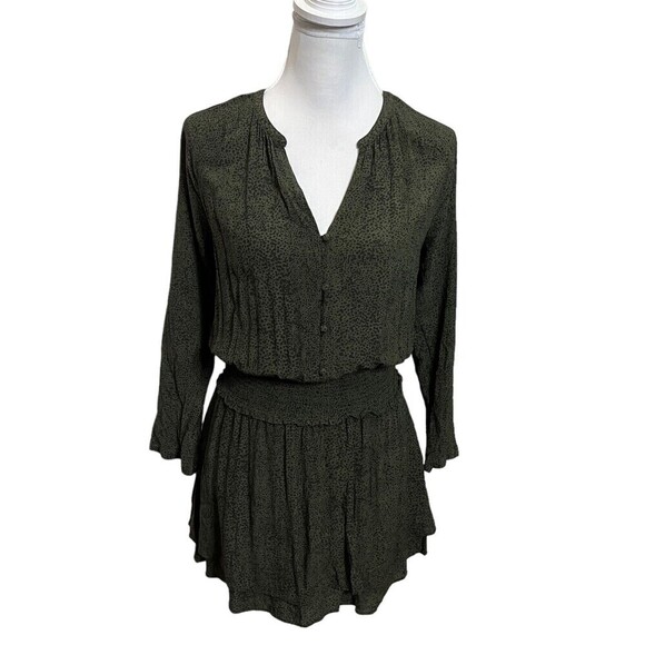 RAILS Jasmine Dress Olive Speckled V Neck Mini Smocked Waist Women’s Small - Picture 2 of 12